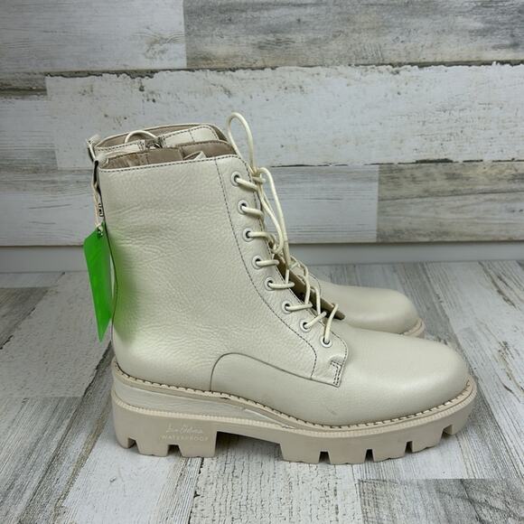 Sam Edelman womens sz 6.5M cream leather lace up chunky ankle boots - Picture 4 of 11